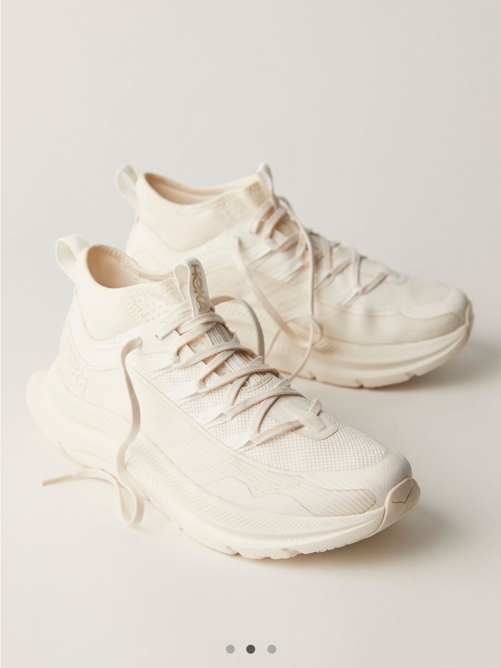 Hoka Women's Cream Knit High-Top Running Sneakers